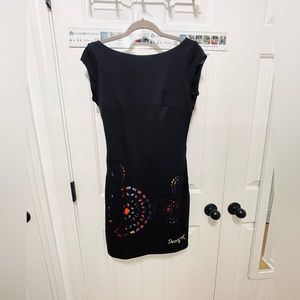 Desigual black dress with laser cutouts